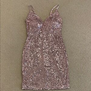 Emerald Sundae Rose Gold Sequin Mini Dress